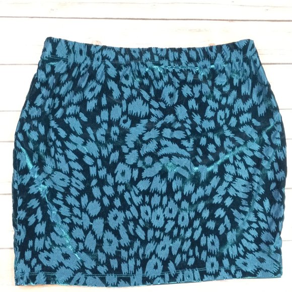 Mudd Medium Skirt Turquoise Burnout Animal Print Velour Skirt - Picture 6 of 8